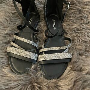 Soda Black and Gray Multi-Strap Sandals